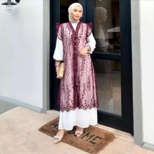 Sakiroh outer brokat sapto tunik brukat lebaran outer kebaya brokat