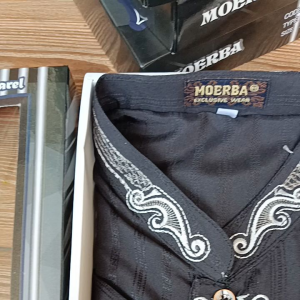 (BONUS DUS) Baju Koko Pria Terbaru Hitam Bordir Lengan PENDEK BSW DOBBY M L XL