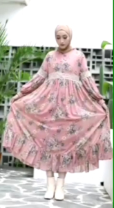 Bisa cod gamis wanita terbaru/gamis wanita midi dress bunga jumbo ld 110