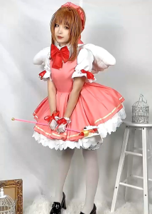 (FULL TỪ ĐẦU ĐẾN CHÂN) Bộ cosplay Cardcaptor Sakura (thủ lĩnh thẻ bài) set nơ đỏ có cánh siêu xinh