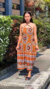 Woman Smocking Dress Floral Design Summer Free Size Random Prints May Vary