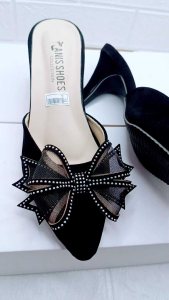 Sendal Sepatu Wanita High Heels Pesta Pita Diamond Amara Mules 7cm Terbaru
