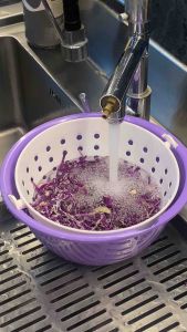 Cookman ❤️1แถม1❤️ ตะกร้าล้างผัก 4สี พลาสติกเกคดA หนา สีสวยตะแกรงล้างผัก ผลไม้ ที่ล้างผัก 2ชั้น สีพาสเทล