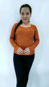 RM WOMEN SLIM FIT LONG SLEEVE KNITTED BLOUSE SQUARE NECK PLAIN