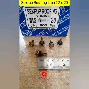 (50 pcs) Sekrup Roofing Moon Lion 12x20 / Sekrup Roofing Kuning 2cm