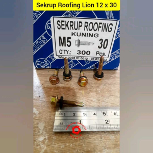 (50 pcs) Sekrup Roofing Moon Lion 12x30 / Sekrup Roofing Kuning 3cm