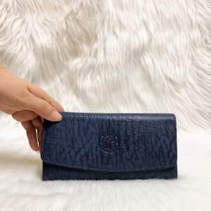 Ví nữ da voi thật màu navy kích thước 19cm-10cm-2.8cm