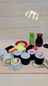 Wooden Sushi Set Toy Kids Fine Motor Skills Kids Role Play Pretend Play Educational Toys Wooden Toys Mainan Sushi Budak