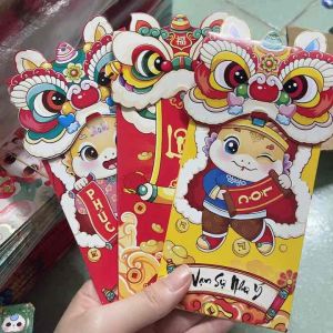 Bao lì xì đứng 3D hình đầu Lân tặng kèm túi đựng