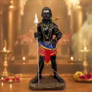 Sangili Karuppar Statue 3 Feet | Karuppasamy Idol | Hindu Guardian God Devotional Statue | Home Temple Decor