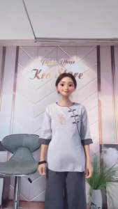 (A20) Pháp phục đi chùa THUKEO mẫu thêu lá bồ đề chất liệu đũi cao cấp siêu mềm mát thanh lịch