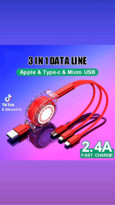 Retractable 3in1 Charging Cable for iOStype c and micro usb phone