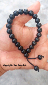 Gelang Batu Giok Black Jade Original Asli Aceh Bulat Kuncir Size 10