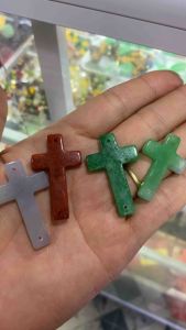 Mặt dây chuyền thánh giá may mắn bình an đá ngọc cẩm thạch thiên nhiên