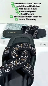 Sandal Wanita Terbaru Teplek Platform Full busa Sendal Flat Wanita Kekinian Empuk