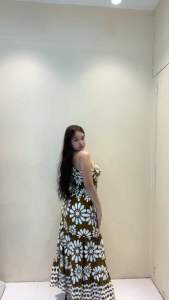 D&C. Lucky Girl one shoulder smocking top maxi dress
