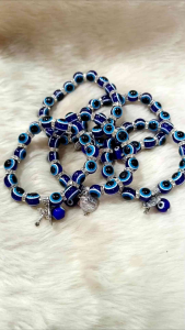 Trendy Bracelet Evil Eye with St benedict and Cross Cleansed with Salt