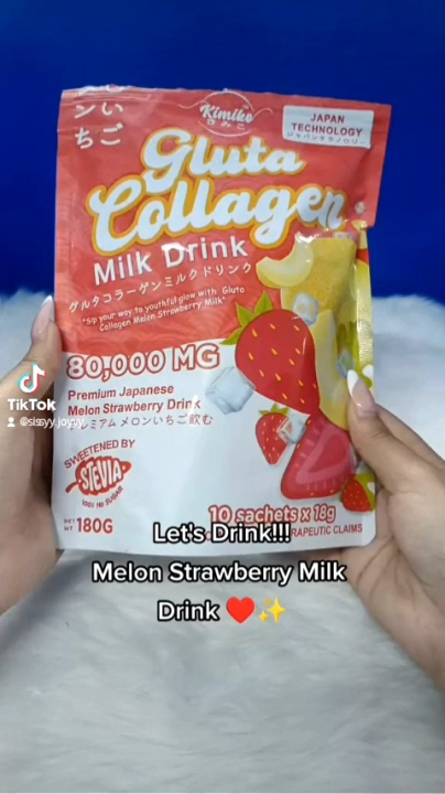 KIMIKO Gluta Collagen Drink Whitening Slimming Beauty Anti-aging | Melon Strawberry Milk | 10 Sachet per Pack