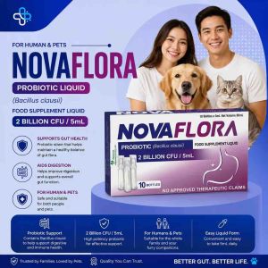 Novaflora Probiotic Liquid 2 Billion CFU/5mL | Bacillus clausii | 10 Bottles x 5mL | For Human & Pets