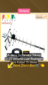 TANAKA ANTENA TV DIGITAL TAKASHI U-27 +KABEL 15 METER OUTDOOR
