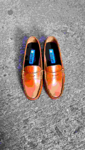 Clearance Genuine Leather Warm Caramel Half Moon Design Ladies Penny Loafers Marikina made Slip Ons