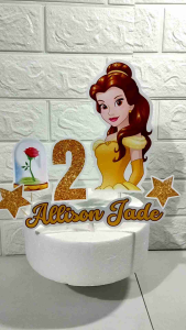 Princess Belle Beauty Beast Cake Topper (High-quality Personalize Ready-to-use)