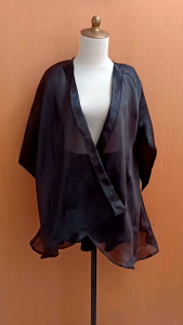 atasan cardigan wanita hitam organza L XL cewek outer MEWAH transparan cute