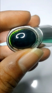 cincin batu bacan doko majiko asli dim 20×15×6 ring titanium  silver size 7/8