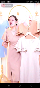 D27 เดรสออกงานแขนระบายเลเยอร์ ผ่าหน้า ยาว41นิ้ว ผู้หญิง (หากมีหน้าท้องแนะนำเผื่อ1ไซส์ค่ะ)