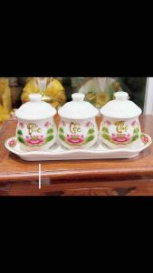 ÁN 3 LY NƯỚC THỜ CÚNG CÓ NẮP MẪU CHỮ PHÚC LỘC THỌ VÂN NỔI NHẸ