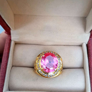 Cincin Batu Merah Siam Rose Mewah Elegan