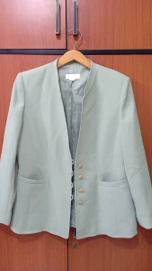 Blazer Kerja Formal Wanita Hijau Outer Jaket Lengan Panjang