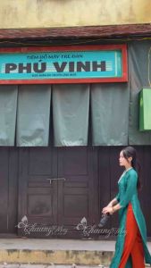 Áo dài Gấm Xanh Rêu cách tân nữ dáng suông xưa Chaang may sẵn áo dài xuông rộng bầu dự tiệc cưới hỏi lễ tết đẹp ADC768