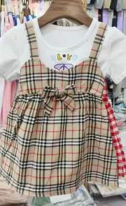 2-6yrs Korean Childrens Clothing Summer Lattice Girls Short-Sleeved Dress 2-6岁韩版童装夏季新品女童短袖连衣裙