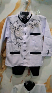 Setelan Koko Wolvis Bordir Elegan untuk Anak Laki-Laki 1-5 Tahun - Baju Katun Nyaman dengan Motif Klasik