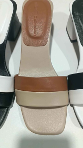 Guốc nữ cao gót quai bản ngang phối 2 màu gót 5cm