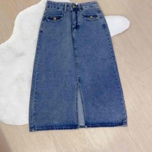 กระโปรงยีนส์ เอวสูง ด้วยราคา 30 นิ้ว ผ้าไม่ยืดแต่งกระเป๋า สียีนส์ฟอกสนิม กระบวนการนำเข้า เอฟซี สวยด้วย รูปลักษณ์ที่ดี