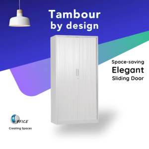 Tambour Door Cupboard | Full Height Filing Cabinet | Sliding Door