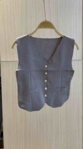 Elizabethgrosir1 Gold Buttons Vest Knit Import Mewah Grosir 58 Bahan knit import premium stretch adem Kancing hidup Rompi Kancing Emas M3327-1