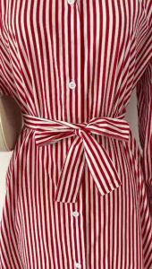 Tunik Katun Poplin Motif Salur Premium dengan Belt