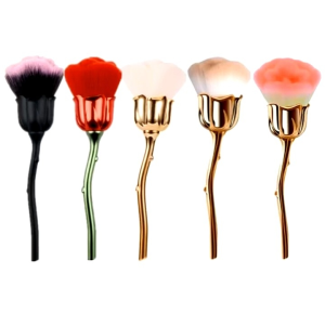 Chổi phủi bụi nail hoa hông cán vàng sang chảnh chuyên dụng cho dân làm móng ( giao màu ngẫu nhiên )