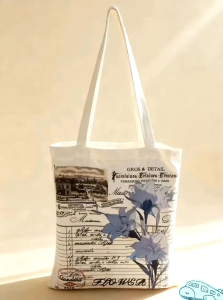 High Quality Flower Design Canvas Tote Bag Katcha Bag / shopping bag / ecofriendly / canvas bags /eco bag
