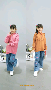 KILFA SET3 KIDS - SETELAN ANAK ATASAN BLOUSE BY NIA RUMAISHA || MAT ATASAN KATUN SUPER NOVA || CELANA JEANS