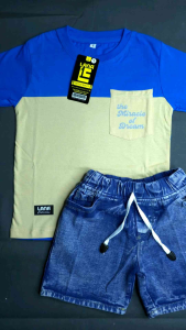 Setelan Celana Jins Pendek & Kaos Anak Laki-Laki Usia 1-6 Tahun