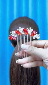 Sirkam Rambut Wanita Premium Motif Elegan Kupu-kupu Korea Gaya Fashion Kristal Zirkon Mode Terbaru Impor Warna