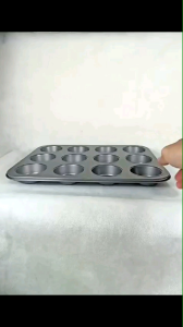 Leoshop888 Loyang 12 Lubang Cetakan Kue Mufin 12 Mangkok Anti Lengket Cup Cake Non Stick Muffin 36cm