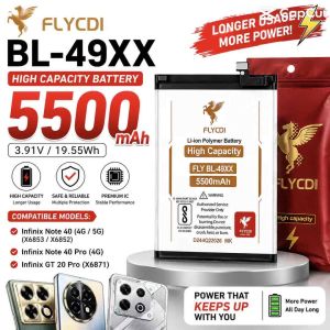 FLYCDI BL-49XX 5500mAh Battery for Infinix Note 40 4G 5G X6853 X6852 Note 40 Pro 4G GT 20 Pro X6871 Replacement