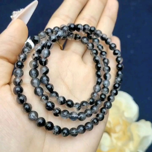 Chuỗi 3v Thạch anh tóc đen. 6li - Phong Thủy TUDO