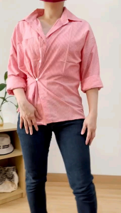 ●ECLAIRE● 015 Kemeja Lengan Panjang Longsleeves Stripe Salur Garis-garis Modis Mode Kasual Kasual Kerja Kantor Basic Modelyn