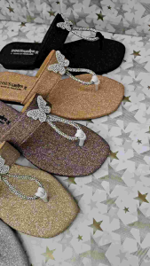 BUTTERFLY.GLITTER🦋รองเท้าแฟชั่น ผ้ากากเพชร ติดเพรชร เส้นเพชร วิ้งตาแตก พร้อมส่ง